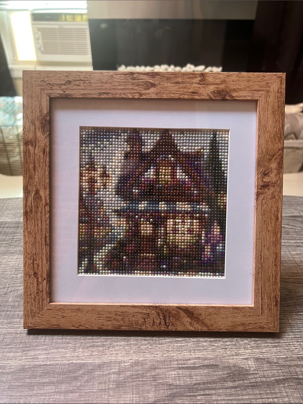 Framed Diamond Art Wall Décor in Brown and Multi-Color